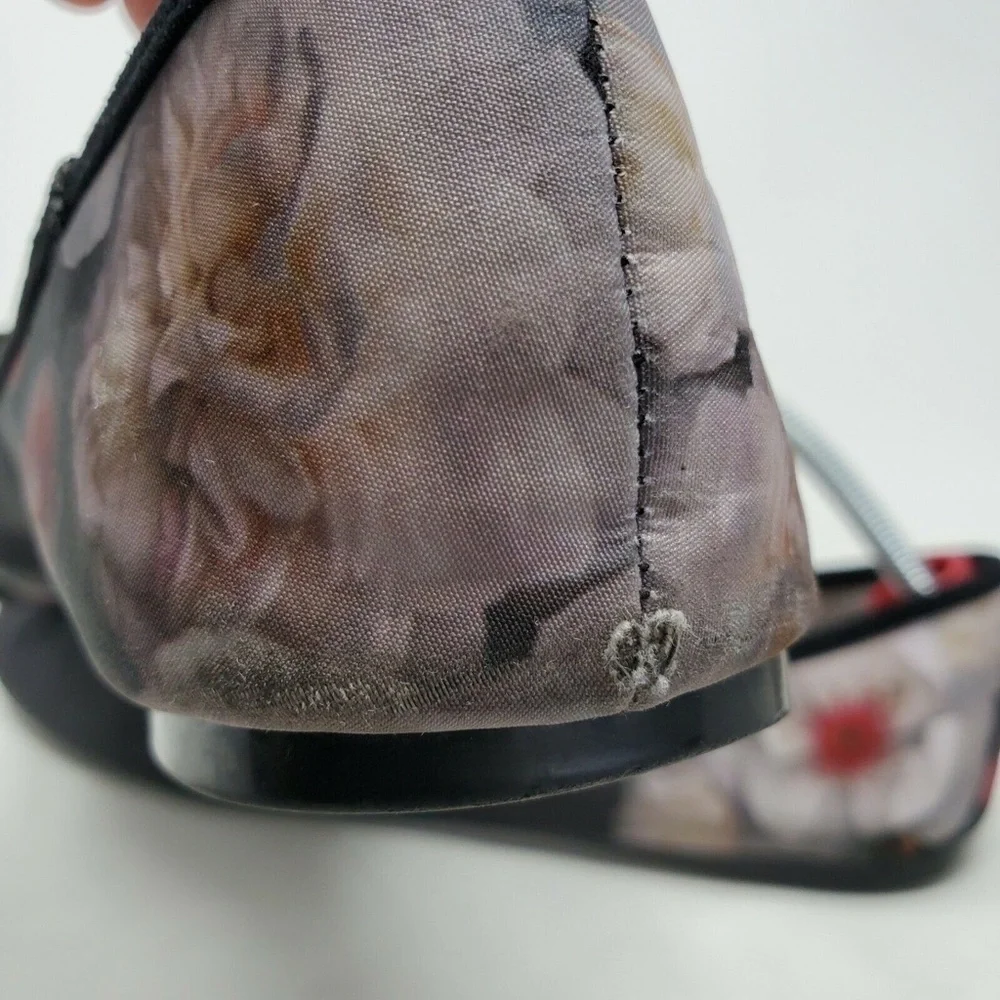 Ted Baker Immep Floral Ballet Flats Bow Black Multicolor Womens Size 7
